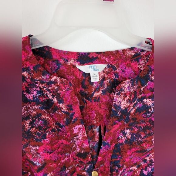 NEW Time & Tru Tiered Mini Dress Red Floral Paisley Boho Cottage Fairy Peasant - Picture 8 of 10